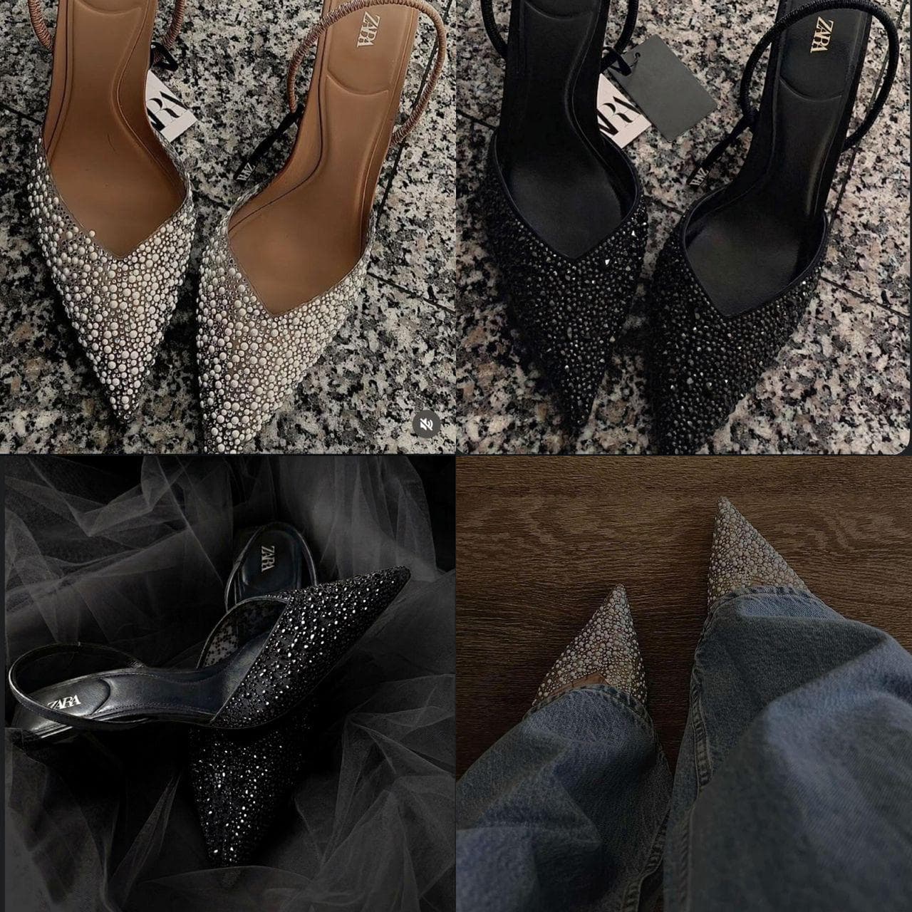 Zara rhinestone heels